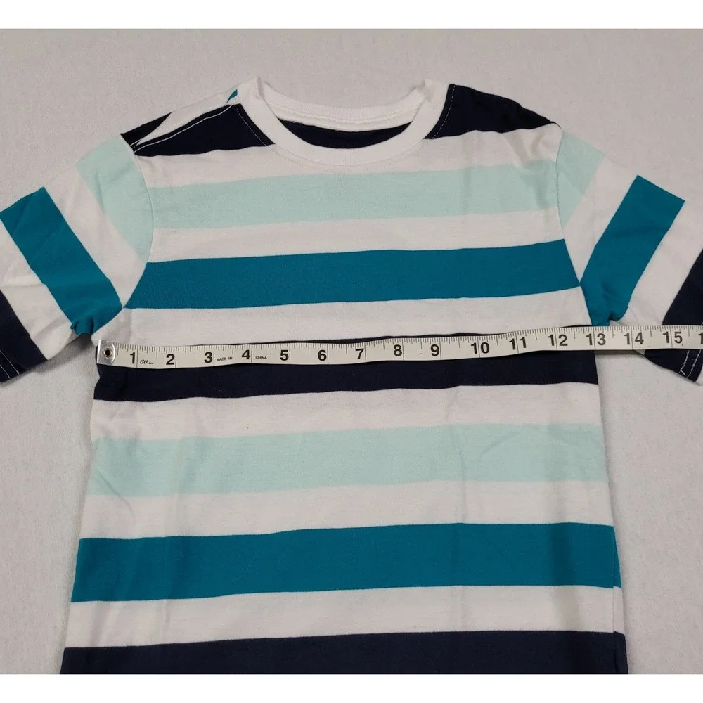 Wonder Nation Boy's Striped Short Sleeve Navy, Light Blue, Blue T-Shirt Size M/8